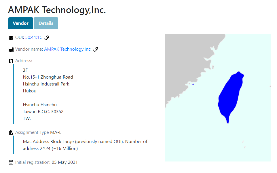MAC address Vendor lookup