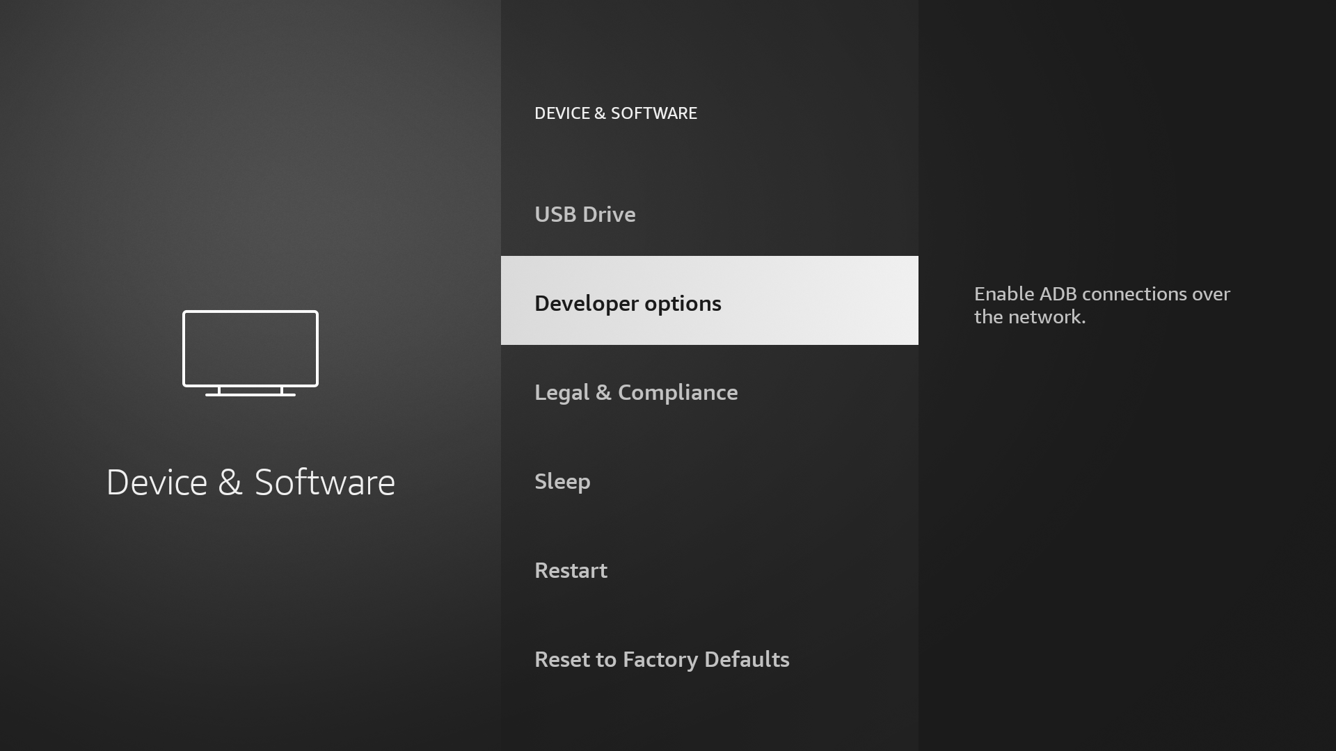 FireTV Developer options