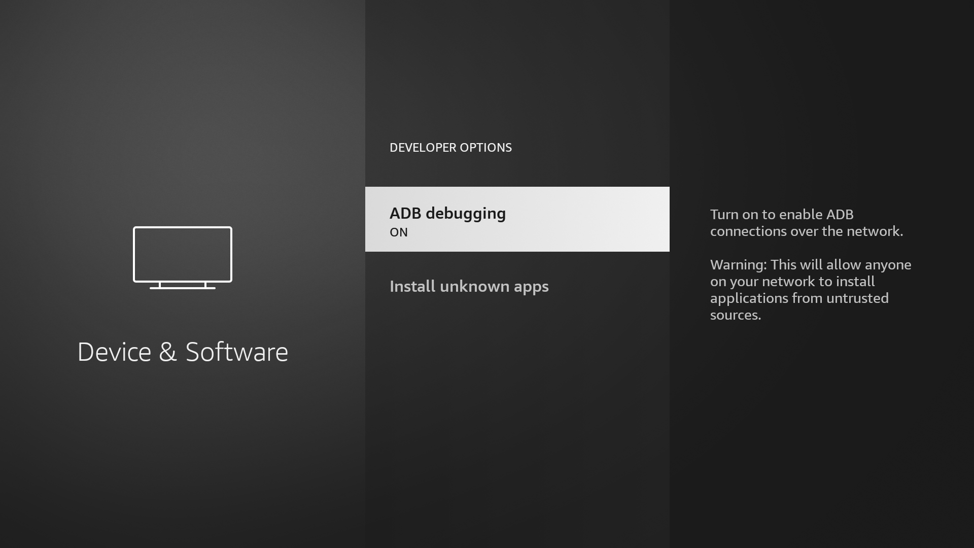 FireTV ADB setting