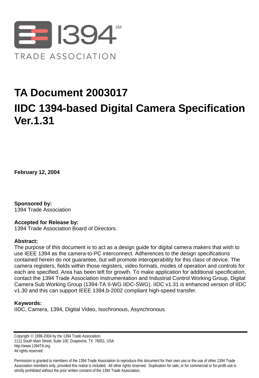 IIDC specification page 1