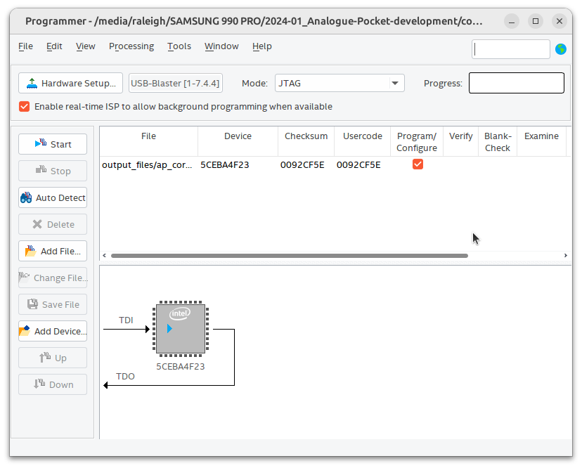 USB Byte blaster in Quartus