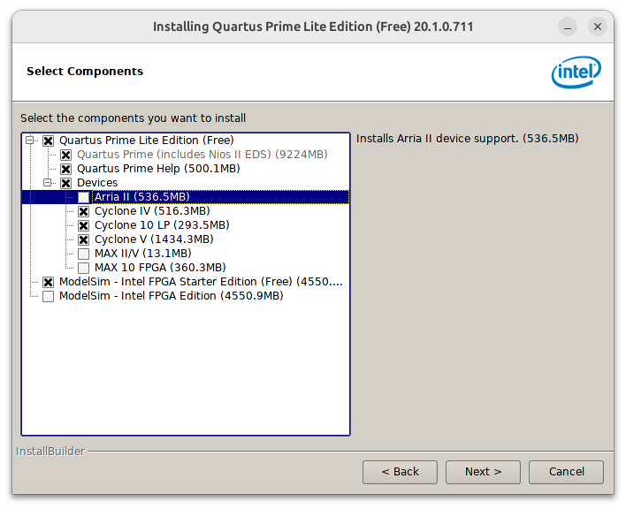 Quartus options